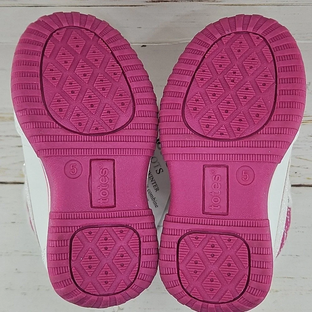 Totes Galaxy Pink White‎ Waterproof Winter Boots Toddler Girls 5T Faux Fur
